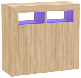 Ντουλάπι με LED Sonoma Δρυς 80 x 35 x 75 εκ. - Καφέ
