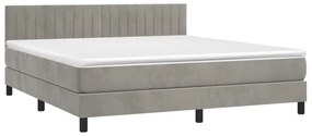 vidaXL Κρεβάτι Boxspring με Στρώμα & LED Αν.Γκρι 160x200 εκ. Βελούδινο