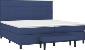 vidaXL Κρεβάτι Boxspring με Στρώμα Μπλε 200x200 εκ. Υφασμάτινο