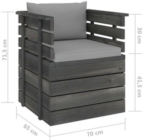 vidaXL Πολυθρόνα Κήπου από Ξύλο Πεύκου με Μαξιλάρια