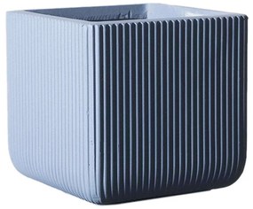 Κασπώ Πήλινο Τετράγωνο Stripe M B-1050-8 31x31x28cm Blue Supergreens Πηλός