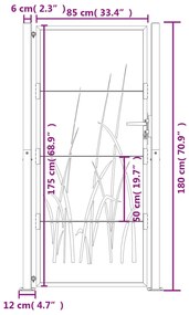 ΠΥΛΗ ΚΗΠΟΥ ΜΕ ΣΧΕΔΙΟ ΓΡΑΣΙΔΙ ΑΝΘΡΑΚΙ 105 X 180 ΕΚ. ΑΤΣΑΛΙΝΗ 153170