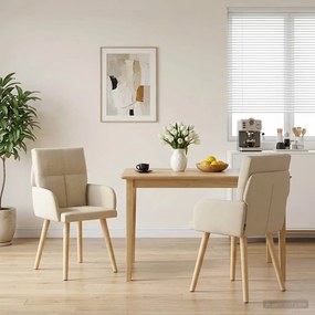 vidaXL Καρέκλες φαγητού 2 pcs Ύφασμα Κρεμ 60 x 56 x 96 εκ