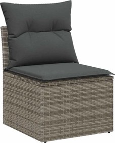 vidaXL Σετ Καναπέ Κήπου με μαξιλάρι 8 pcs Γκρι Πολυ ράταν