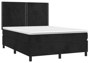 ΚΡΕΒΑΤΙ BOXSPRING ΜΕ ΣΤΡΩΜΑ &amp; LED ΜΑΥΡΟ 140X200 ΕΚ. ΒΕΛΟΥΔΙΝΟ 3136067