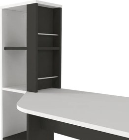 Γραφείο εργασίας Gemini Megapap χρώμα ανθρακί - λευκό 121,8x59,6x131,8εκ.
