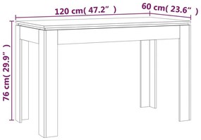 Τραπέζι Τραπεζαρίας Καπνιστή Δρυς 120x60x76 εκ. Επεξ. Ξύλο - Καφέ