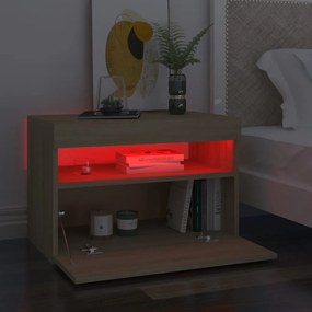 vidaXL Κομοδίνα με LED 2 τεμ. Sonoma Δρυς 60 x 35 x 40 εκ.