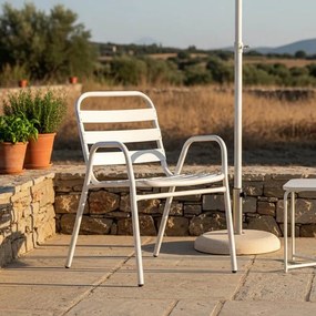 Καρέκλα - Πολυθρόνα Sussie στοιβαζόμενη λευκό μέταλλο με φέτες αλουμινίου 45x62x76 εκ. 45x62x76 εκ.