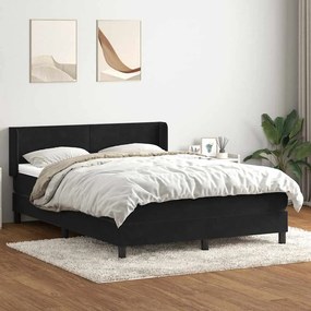 vidaXL Κρεβάτι Boxspring με Στρώμα Μαύρο 160x210 εκ. Βελούδινο