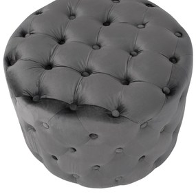 Σκαμπό KASSIE τύπου CHESTERFIELD Βελούδο Γκρί Φ60x43Υ εκ. 60x60x43 εκ.