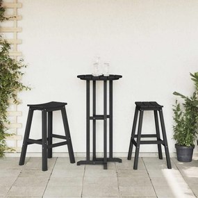 vidaXL Σετ Μπαρ Κήπου 3 pcs Μαύρο HDPE