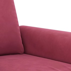 Καναπές Τριθέσιος Μπορντό 180 εκ. Βελούδινος - Κόκκινο