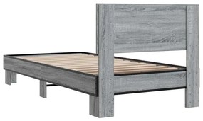 vidaXL Πλαίσιο Κρεβατιού Γκρι Sonoma 75x190 εκ. Επεξ. Ξύλο &amp; Μέταλλο