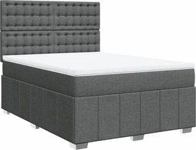 vidaXL Κρεβάτι Boxspring με Στρώμα Σκούρο Γκρι 140x190 εκ. Υφασμάτινο
