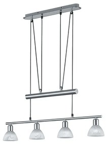 Φωτιστικό Οροφής-Ράγα Led Levisto 4x400Lm 80x160x11cm Nickel Mat 371010407 Trio Lighting Metal, Glass