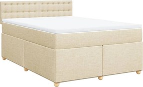 vidaXL Κρεβάτι Boxspring με Στρώμα Κρεμ 140x200 εκ. Υφασμάτινο