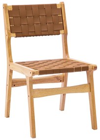 236-000008 Καρέκλα Ridley pakoworld ξύλο-pu φυσικό 48,5x61,0x87,0εκ RUBBER WOOD - PVC NATURAL, 1 Τεμάχιο