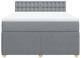 vidaXL Κρεβάτι Boxspring με Στρώμα Ανοιχτό Γκρι 140x200 εκ. Υφασμάτινο