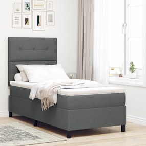 vidaXL Κρεβάτι Box Spring με Στρώμα Σκοτεινό Γκρι 80x200 cm Ύφασμα