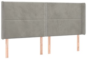 Κεφαλάρι με Πτερύγια Ανοιχτό Γκρι 183x16x118/128 εκ. Βελούδινο - Γκρι