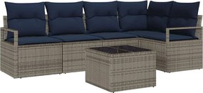 vidaXL Σετ Καναπέ 6 pcs Γκρι συνθετικό ρατάν