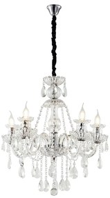 Artekko Chandelier Mairy Πολυέλαιος 5φωτος Διάφανο Κρύσταλλο (60x60x60)cm