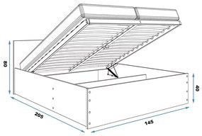 Κρεβάτι  Μπαούλο Panamax Grey με Στρώμα  140×200cm