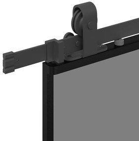 vidaXL Συρόμενη πόρτα με σετ υλικού Μαύρο 90x205 cm γυαλί μετριασμένο