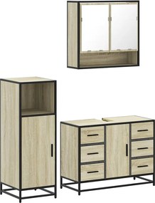vidaXL Σετ Επίπλων Μπάνιου 3 Τεμαχίων Sonoma Δρυς Επεξεργασμένο Ξύλο