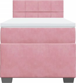 vidaXL Κρεβάτι Boxspring με Στρώμα Ροζ 90x190 εκ. Βελούδινο