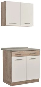 Έτοιμη Σύνθεση Κουζίνα Dalila 80 Γκρί Δρύς - Λευκό 80x51,5x206,5 εκ. 80x51.5x206.5 εκ.
