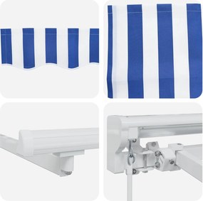 vidaXL Χειροκίνητο πλαίσιο τέντας με LED Μπλε και άσπρο 3 x 2 m