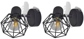 Απλίκα Τοίχου 2 τεμ. Βιομηχανικό Στιλ Μαύρη με Λαμπτήρα LED Filament - Μαύρο