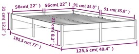 Πλαίσιο Κρεβατιού 120 x 190 εκ. από Μασίφ Ξύλο Small Double - Καφέ