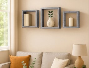 ΡΑΦΙΈΡΕΣ/ΡΆΦΙΑ ΤΟΊΧΟΥ SET OF 3 NESTED CUBES MDF 23/26,5/30CM WHITE OAK 6