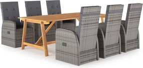 vidaXL Σετ Τραπεζαρίας Κήπου 7 Τεμαχίων Γκρι