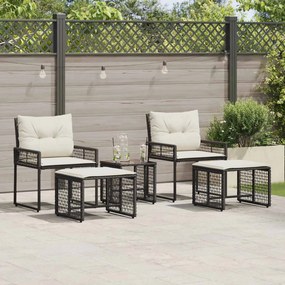vidaXL Σετ Εξωτερικών Επίπλων με μαξιλάρι 5 pcs Μαύρο και Λευκό