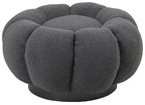 Σκαμπό Nester μπουκλέ ύφασμα σε γκρι απόχρωση Φ60x31εκ 60x60x31 εκ.