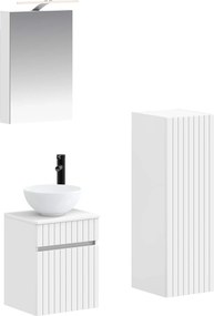 vidaXL Σετ Επίπλων Μπάνιου 4 pcs Λευκό Επεξεργασμένο Ξύλο και Γυαλί