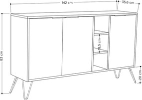 Μπουφές Clara pakoworld λευκό 142x35.5x83εκ