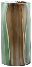 Βάζο Φυσητό Γραμμές 15-00-23901 Φ20x39,5cm Green-Brown Marhome Γυαλί