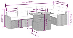 vidaXL Σαλόνι Κήπου Σετ 7 τεμ. Μπεζ Συνθετικό Ρατάν με Μαξιλάρια