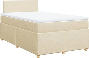 vidaXL Κρεβάτι Boxspring με Στρώμα Κρεμ 120x190 εκ. Υφασμάτινο