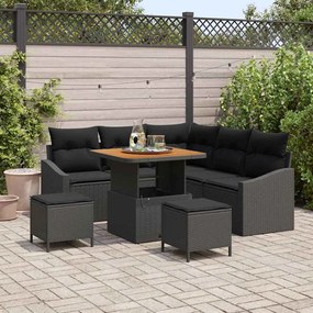 vidaXL Σετ Καναπέ Κήπου με μαξιλάρι 8 pcs Μαύρο Πολυ ράταν
