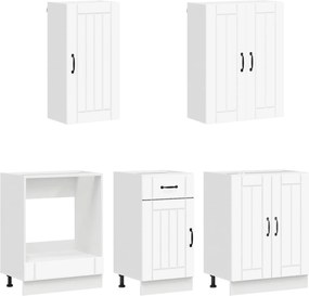 vidaXL Μονάδα κουζίνας LUCCA 5 pcs Λευκό Επεξεργασμένο Ξύλο