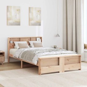 vidaXL Σκελετός Κρεβατιού με ράφι Καφέ 140 x 190 cm Στερεό πεύκο
