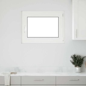 vidaXL Παράθυρο Υπογείου "RISOR" 80x50 εκ. Ανακλινόμενο & Περιστρεφόμενο DIN Δεξιό Λευκό