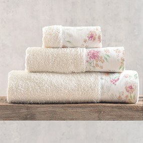 Πετσέτες Sorin (Σετ 3τμχ) Ecru-Pink Ρυθμός Towels Set 70x140cm 100% Πενιέ Βαμβάκι