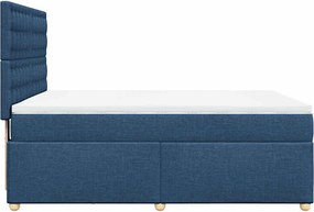 vidaXL Κρεβάτι Boxspring με Στρώμα Μπλε 140x190 εκ. Υφασμάτινο